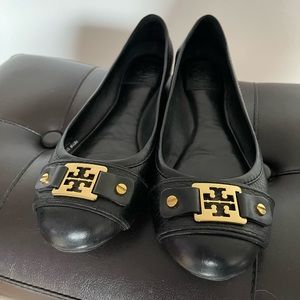 Tory Burch flats with gold buckle
